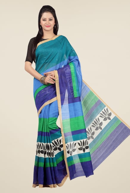 Jashn Blue Printed Saree Jashn Blue Printed Saree