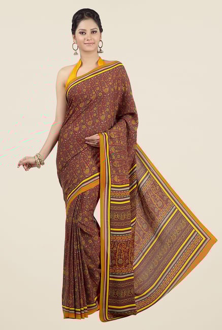 Jashn Maroon Floral Print Saree Jashn Maroon Floral Print Saree