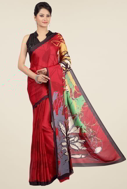 Jashn Red Printed Saree Jashn Red Printed Saree