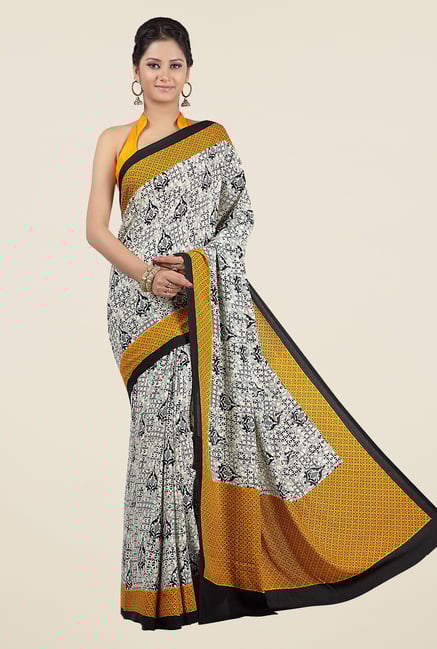 Jashn Beige & Mustard Printed Saree Jashn Beige & Mustard Printed Saree