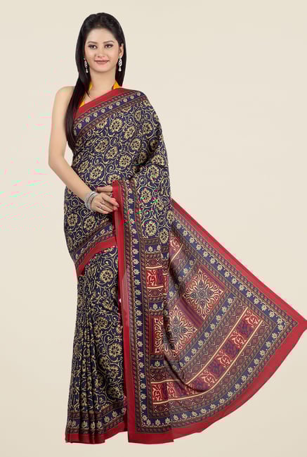 Jashn Navy Floral Print Saree Jashn Navy Floral Print Saree