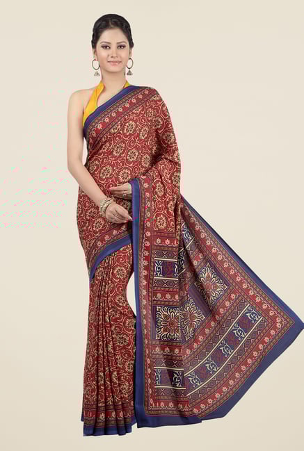 Jashn Red Floral Print Saree Jashn Red Floral Print Saree
