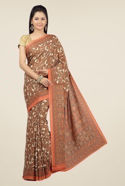 Jashn Peach & Beige Paisley Print Saree Jashn Peach & Beige Paisley Print Saree