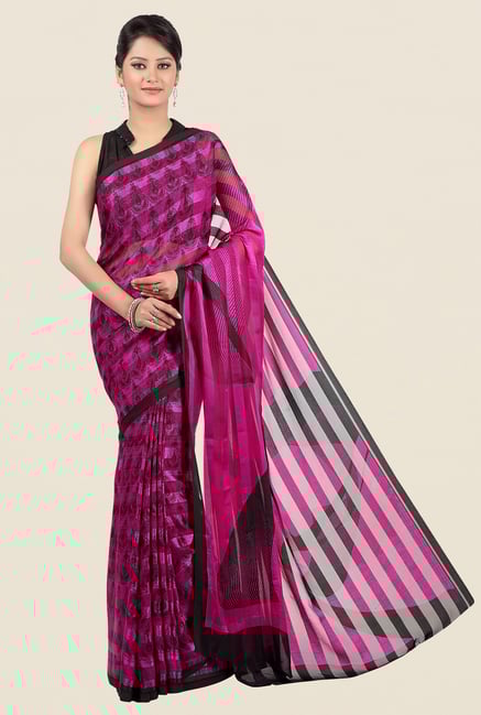 Jashn Pink Paisley Print Brasso Saree Jashn Pink Paisley Print Brasso Saree