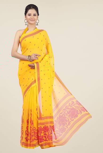 Jashn Yellow Printed Georgette Saree Jashn Yellow Printed Georgette Saree
