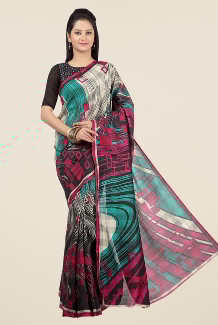 Jashn Multicolor Geometric Print Saree Jashn Multicolor Geometric Print Saree
