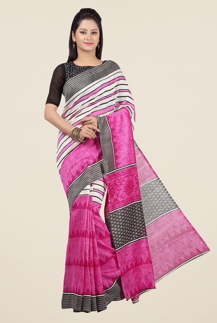 Jashn Pink Striped Saree Jashn Pink Striped Saree