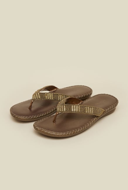 Metro Antique Gold Thong Sandals Metro Antique Gold Thong Sandals