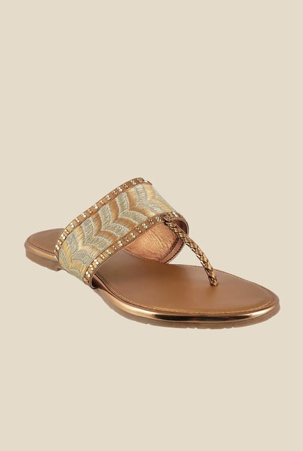 Metro Antique Gold T-Strap Sandals Metro Antique Gold T-Strap Sandals