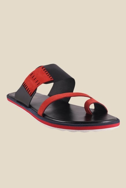Metro Red & Black Toe Ring Sandals Metro Red & Black Toe Ring Sandals