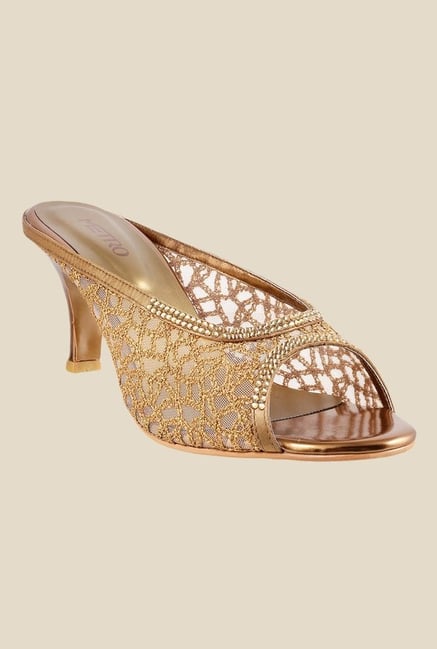 Metro Antique Gold Stiletto Heeled Sandals Metro Antique Gold Stiletto Heeled Sandals