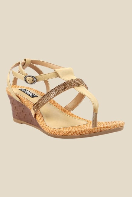Kielz Beige Ankle Strap Wedges Kielz Beige Ankle Strap Wedges
