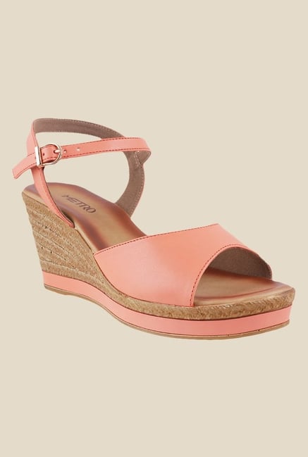 Metro Peach Ankle Strap Wedges Metro Peach Ankle Strap Wedges