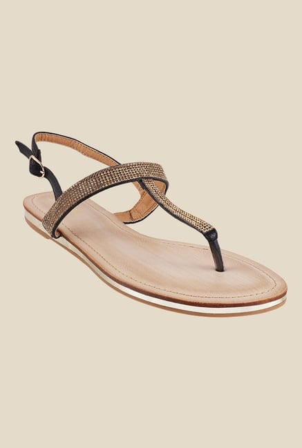 Metro Bronze & Black Back Strap Sandals Metro Bronze & Black Back Strap Sandals
