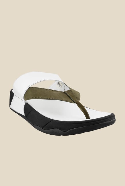 Metro White & Olive Thong Sandals Metro White & Olive Thong Sandals