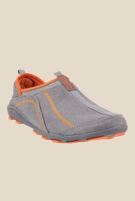 Metro Grey & Orange Slip-On Sneakers Metro Grey & Orange Slip-On Sneakers