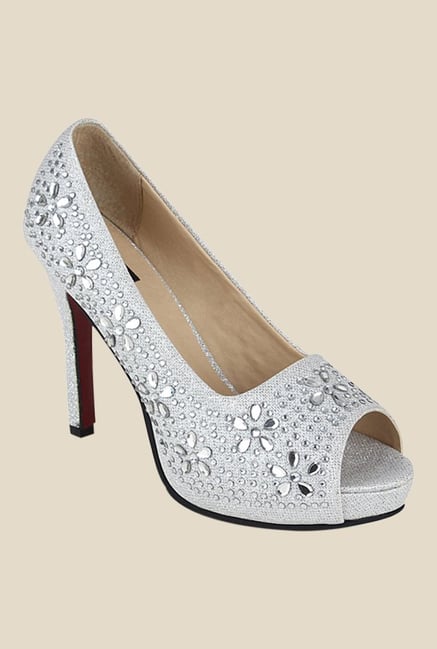 Kielz Silver Peeptoe Stilettos Kielz Silver Peeptoe Stilettos