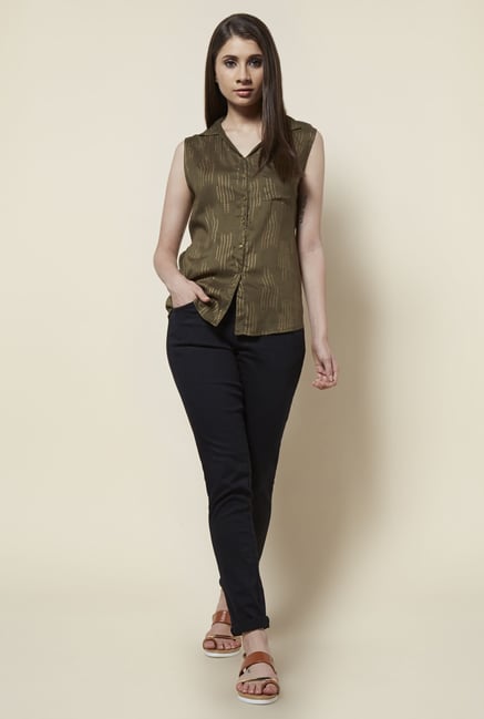 Zudio Olive Self Print Blouse Zudio Olive Self Print Blouse