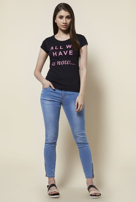 Zudio Black Printed T Shirt Zudio Black Printed T Shirt
