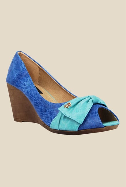 Kielz Blue & Turquoise Peeptoe Wedges Kielz Blue & Turquoise Peeptoe Wedges