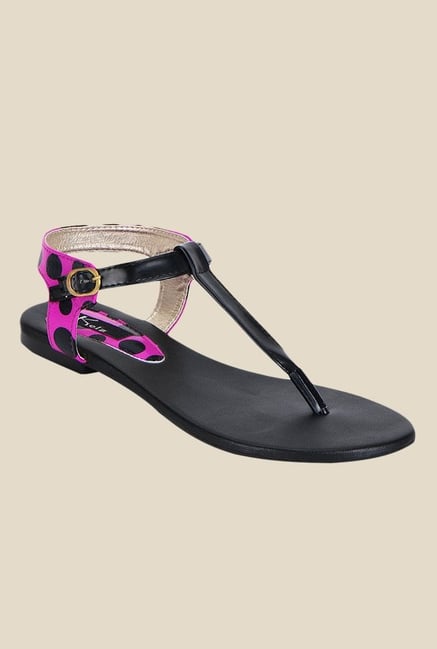 Kielz Purple & Black Ankle Strap Sandals Kielz Purple & Black Ankle Strap Sandals