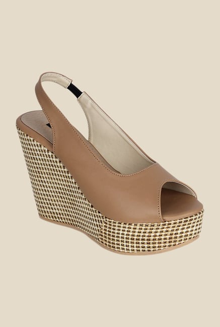 Kielz Beige Sling Back Wedges Kielz Beige Sling Back Wedges