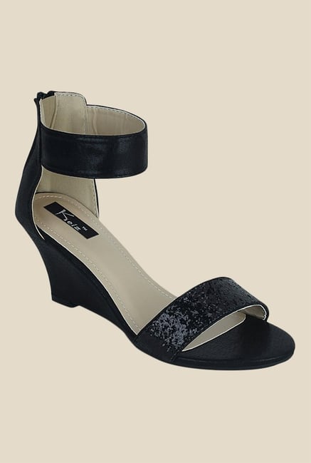 Kielz Black Wedge Heeled Sandals Kielz Black Wedge Heeled Sandals