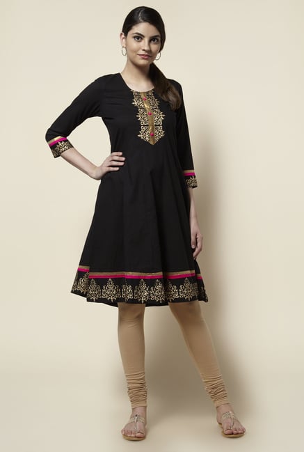 Zudio Black Printed Anarkali Kurta Zudio Black Printed Anarkali Kurta