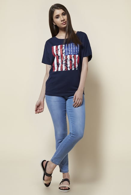 Zudio Navy Relaxed Fit T Shirt Zudio Navy Relaxed Fit T Shirt