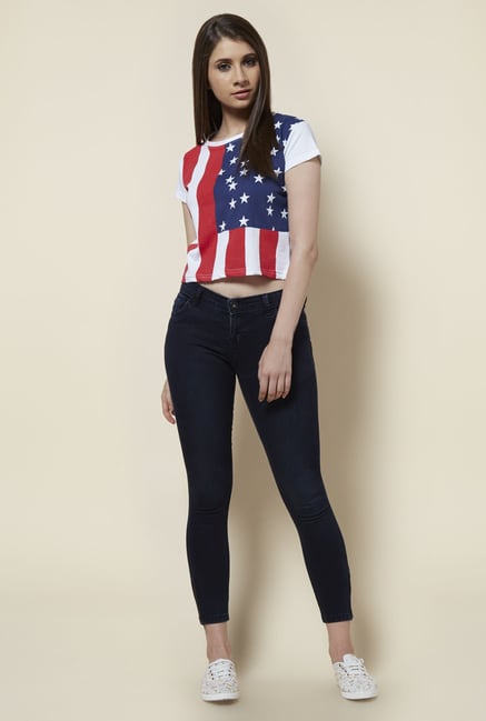 Zudio Multicolor Printed Crop Top Zudio Multicolor Printed Crop Top