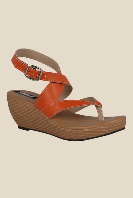 Kielz Orange Cross Strap Wedges Kielz Orange Cross Strap Wedges
