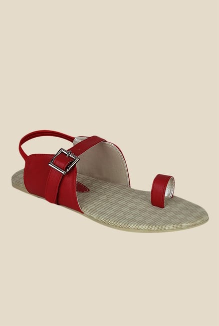 Kielz Red Toe Ring Sandals Kielz Red Toe Ring Sandals