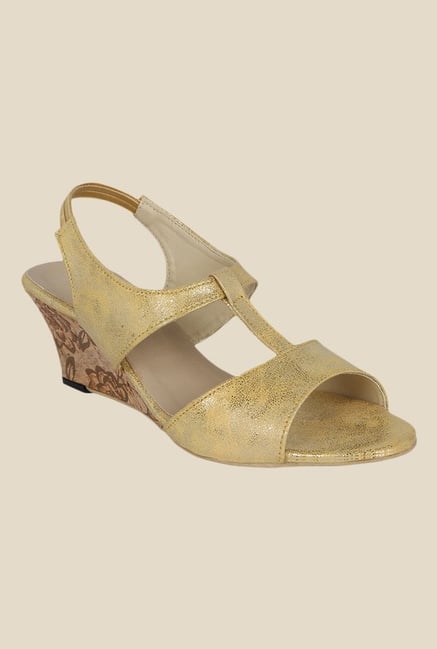 Kielz Golden Sling Back Wedges Kielz Golden Sling Back Wedges
