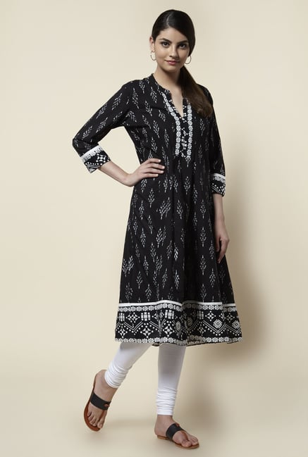 Zudio Black Printed Anarkali Kurta Zudio Black Printed Anarkali Kurta