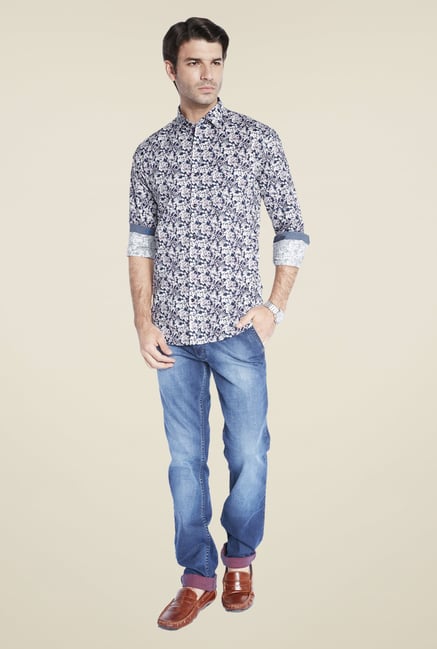 Park Avenue Blue Floral Print Shirt Park Avenue Blue Floral Print Shirt