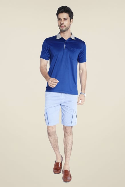 Raymond Blue Solid Short Sleeve T Shirt Raymond Blue Solid Short Sleeve T Shirt