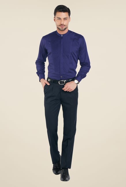 Raymond Dark Blue Solid Shirt Raymond Dark Blue Solid Shirt