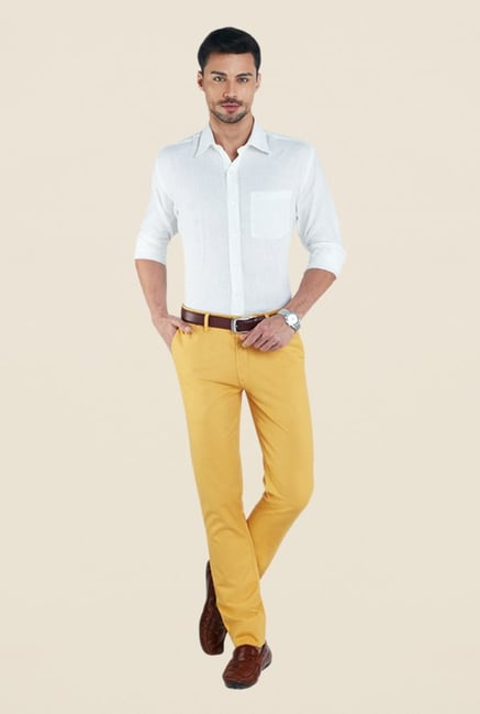 ColorPlus Yellow Solid Trousers ColorPlus Yellow Solid Trousers