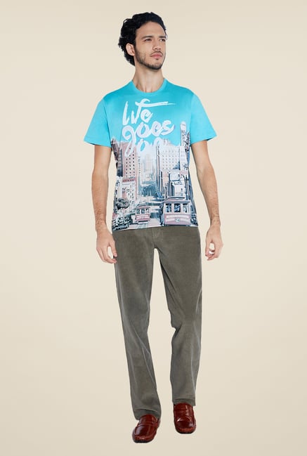 Parx Blue Print T Shirt Parx Blue Print T Shirt