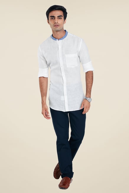 Raymond White Solid Linen Shirt Raymond White Solid Linen Shirt