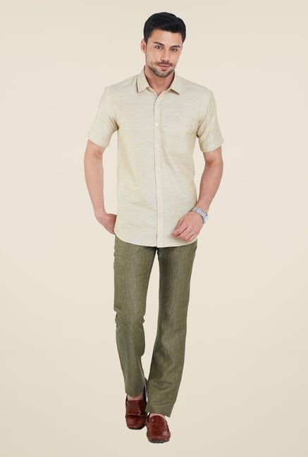 Park Avenue Olive Textured Trousers Park Avenue Olive Textured Trousers