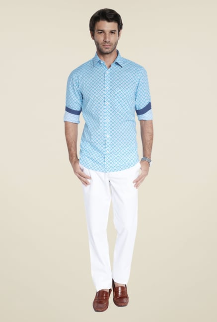 ColorPlus Turquoise Printed Shirt ColorPlus Turquoise Printed Shirt