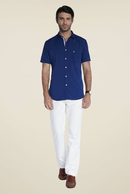 Parx Blue Solid Shirt Parx Blue Solid Shirt
