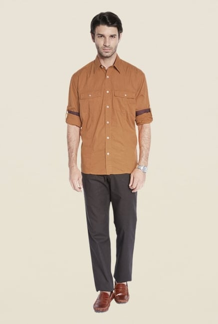 ColorPlus Brown Solid Shirt ColorPlus Brown Solid Shirt