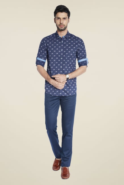 ColorPlus Navy Printed Shirt ColorPlus Navy Printed Shirt