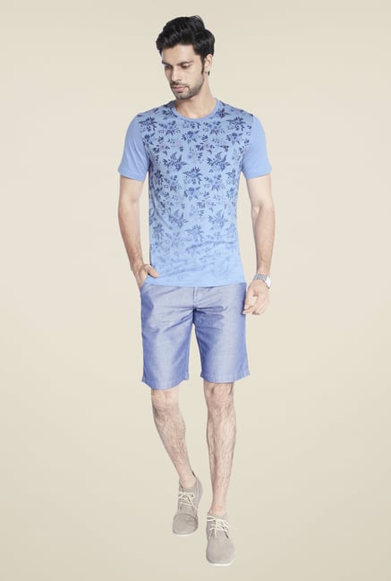 ColorPlus Blue Printed Slim Fit T Shirt ColorPlus Blue Printed Slim Fit T Shirt