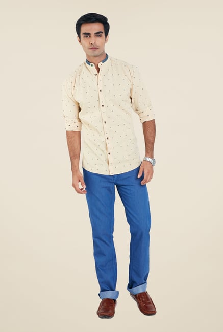 Park Avenue Beige Printed Shirt Park Avenue Beige Printed Shirt