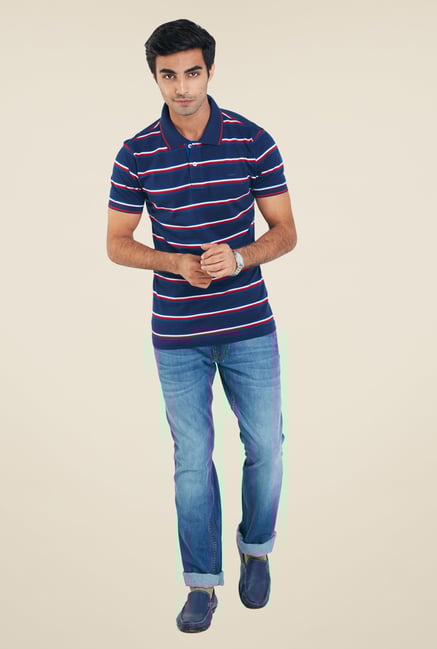ColorPlus Navy Stripes Cotton T Shirt ColorPlus Navy Stripes Cotton T Shirt