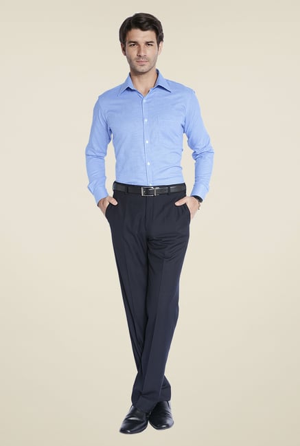 Park Avenue Blue Self Print Shirt Park Avenue Blue Self Print Shirt
