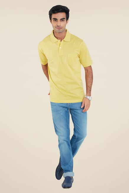 ColorPlus Yellow Solid Cotton T Shirt ColorPlus Yellow Solid Cotton T Shirt